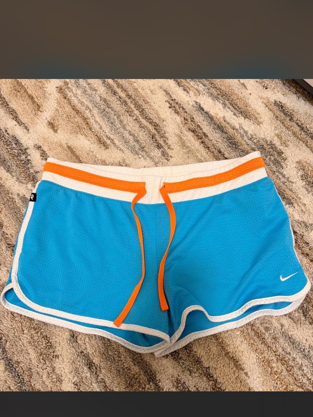 Nike Women’s Turquoise Athletic Mesh Shorts with Orange Drawstring
